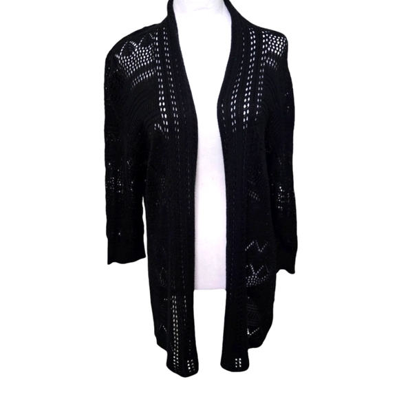 89th & Madison black quarter sleeve cardigan sweater size large - Picture 1 of 5